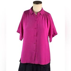 Lafayette 148 Pink  Silk Shirt, M/L EUC